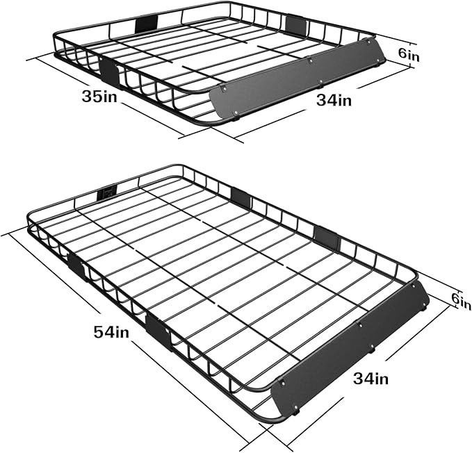 WEIZE 54" x 34" x 6" 200lb Heavy Duty Roof Rack Carrier Basket - Image 2