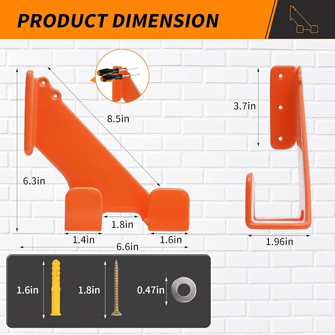 Chainsaw Hanger, 180LB Wall Mount Chainsaw Holder, Heavy Duty Chainsaw Storage - Image 2