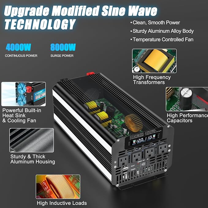 LVYUAN 4000 Watt Power Inverter 12V to 110V 120V - Image 5