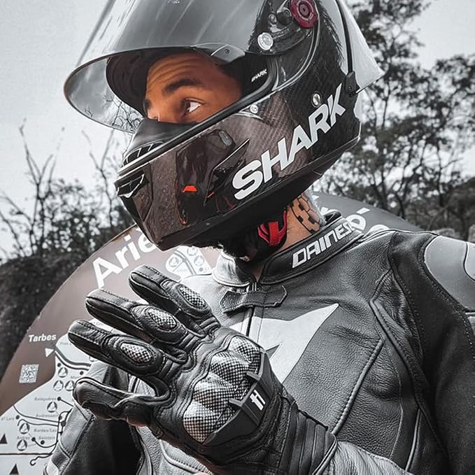 Harssidanzar Breathable Leather Motorcycle Gloves Touchscreen - Image 5