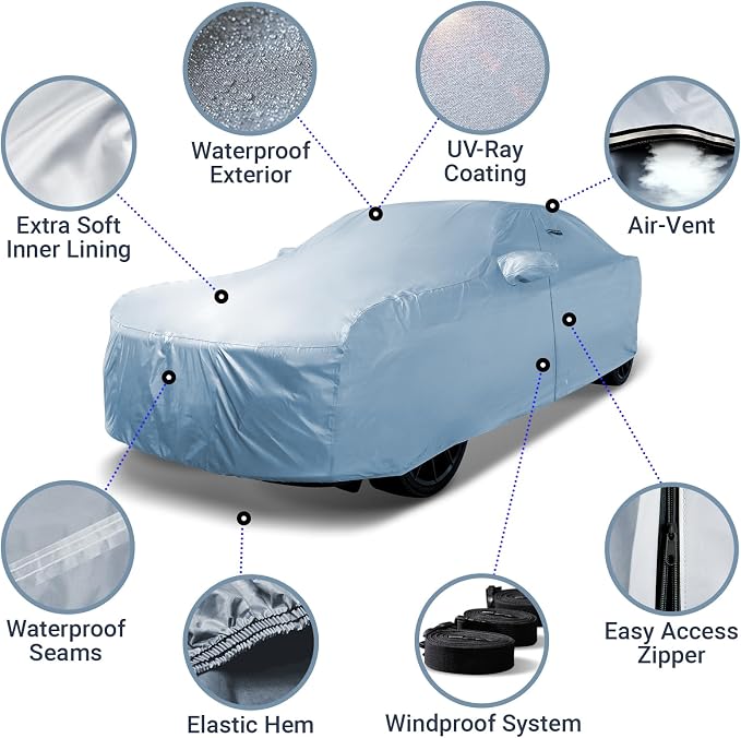 iCarCover Custom Car Cover for Chevy Camaro LT, Waterproof All-Weather Rain - Image 4