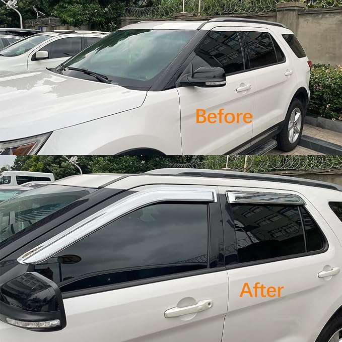 94155Y Chrome Side Window Visor Wind Vent Deflector fit - Image 4