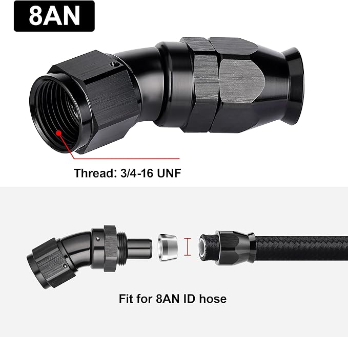 EVIL ENERGY 8AN 30 Degree PTFE One Piece Full Flow End Hose Fitting Aluminum - Image 4