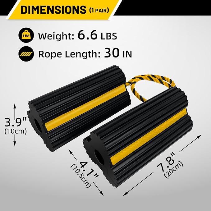 ROBLOCK Heavy Duty Wheel Chocks, Rubber Wheel Block Non-Slip Base - Image 2