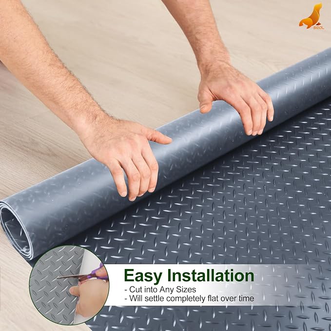 SEAL 5 x 20 Ft Premium Garage Floor Mat, Solid 2.8mm Thick Gray Commercial - Image 6