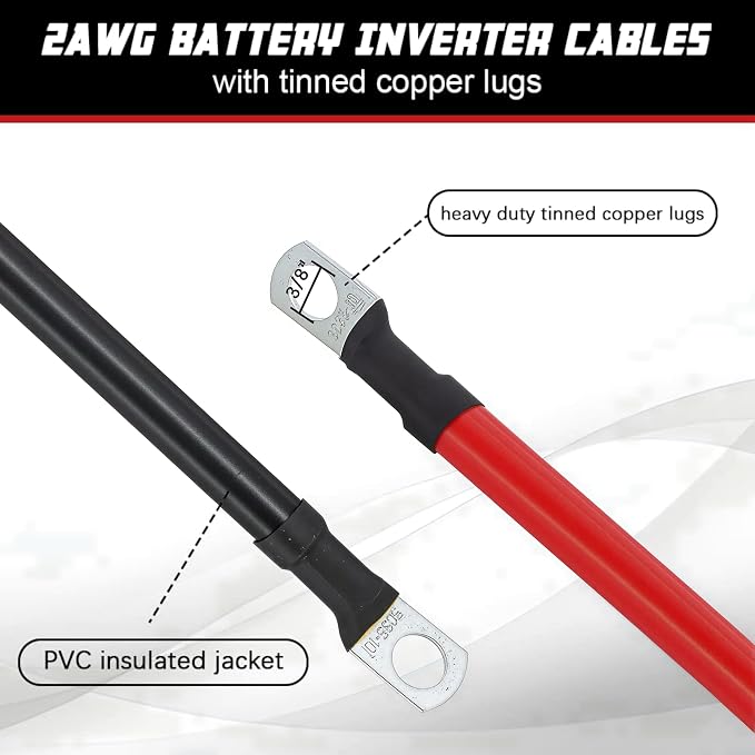 4 AWG Battery Cable 4 Gauge Pure Copper Battery Inverter Cables - Image 3