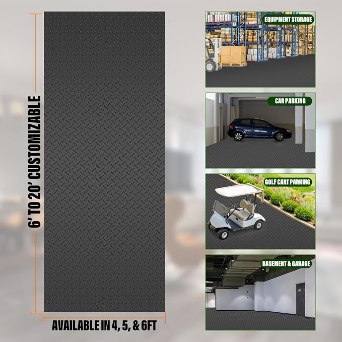 SEAL 4 x 10 Ft Premium Garage Floor Mat, Solid 2.8mm Thickened Black Commercial - Image 3