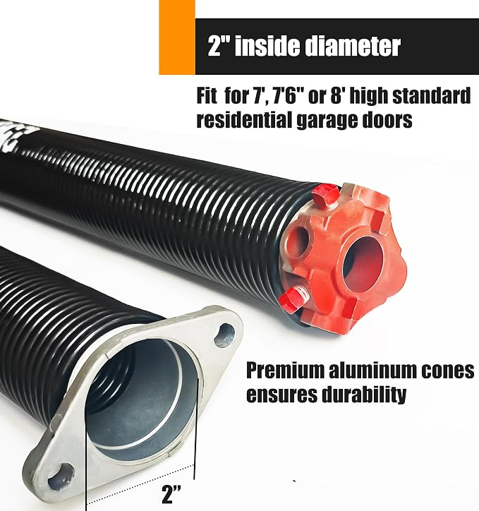 Garage Door Torsion Springs Set, Pair of 2" ID Electrophoresis Coated Garage - Image 4