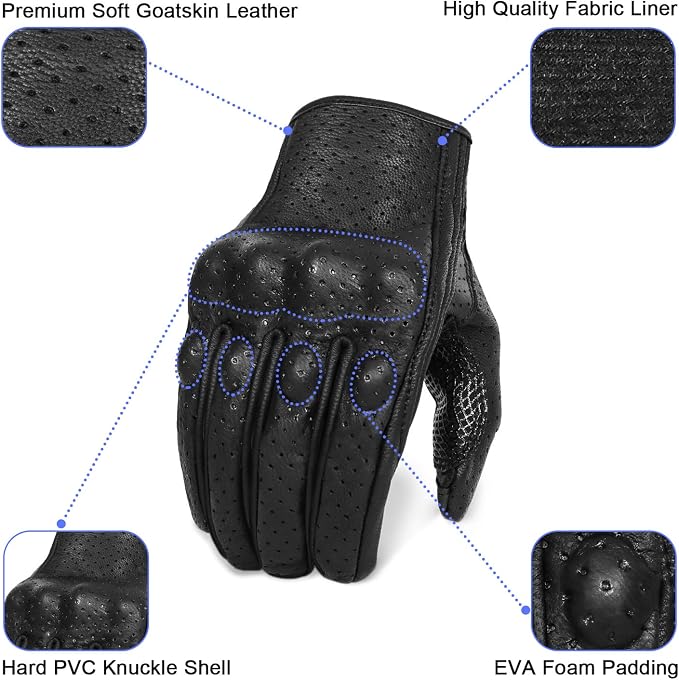 Updated Men’s Leather Motorcycle Gloves - Image 2