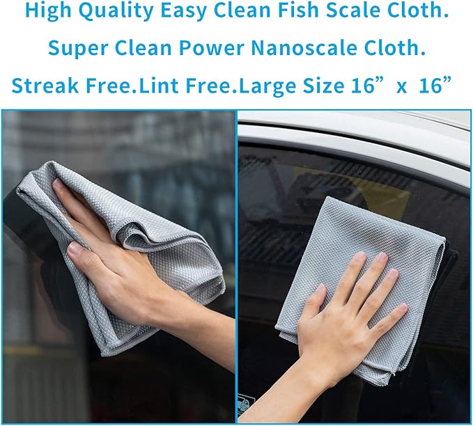 Streak Free Lint Free Microfiber Window Cleaning Cloth, Best Glass Car Shiny - Image 2