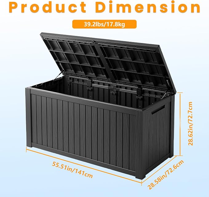 200 Gallon Resin Deck Box, Waterproof Outdoor Storage Bin - Image 2