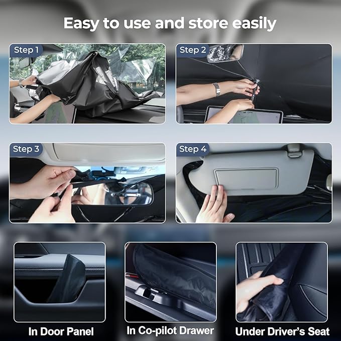 Windshield Sun Shade Umbrella for 2017-2025 Chrysler Pacifica Accessories: - Image 4
