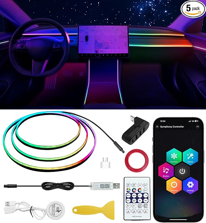 KENANEK Acrylic Interior Car LED Strip, 55.12-inch USB/Type C Interface by Unknown