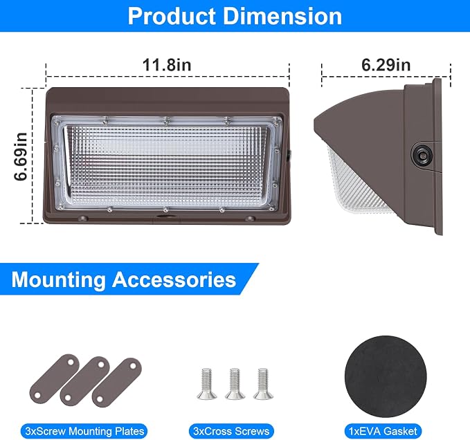120W LED Wall Pack with Photocell, 5000K 15840LM Dusk to Dawn Lights Security - Image 5