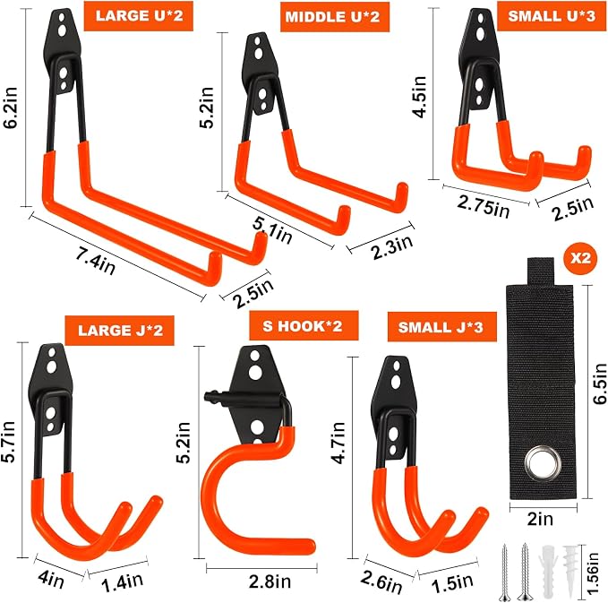 Garage Hook Heavy Duty Wall Storage Hangers, 16 Pack Garage Storage Hooks Steel - Image 2