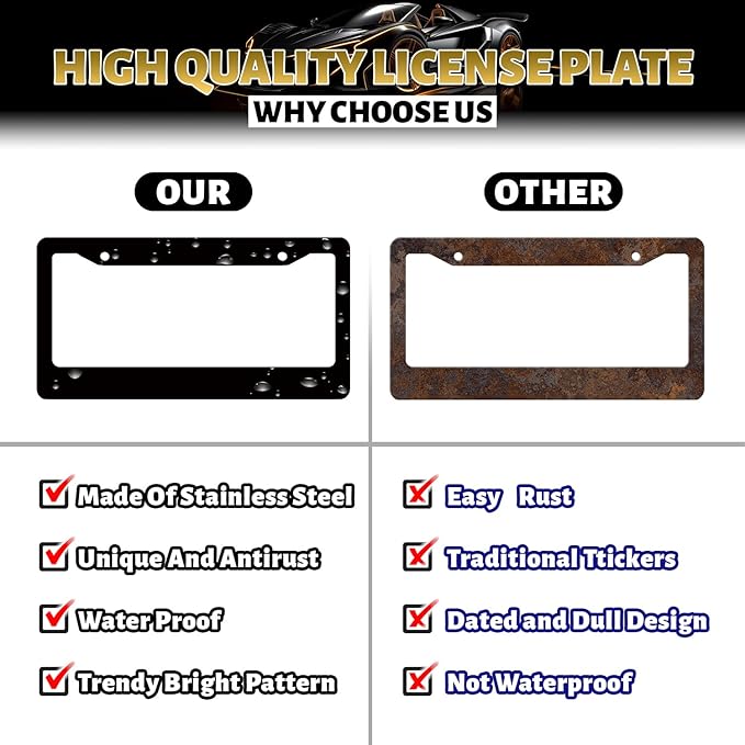 American Flag License Plate Frame Patriotic USA License Plate Holder Stainless - Image 4