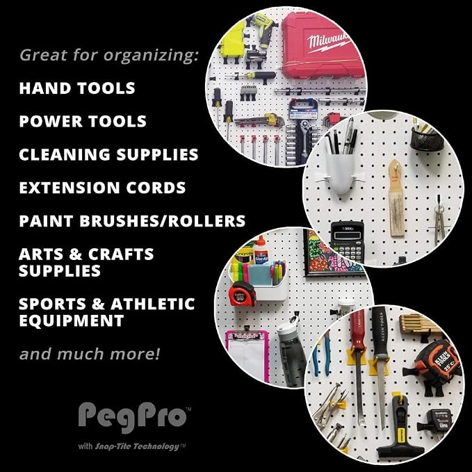 PegPro® 1" Hooks Kit for Standard “Wood Fiber” pegboard – Durable Plastic - Image 4