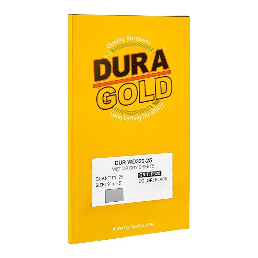 Dura-Gold Premium 320 Grit Wet or Dry Sandpaper Sheets, 5-1/2" x 9", Box of 25 - Image 3