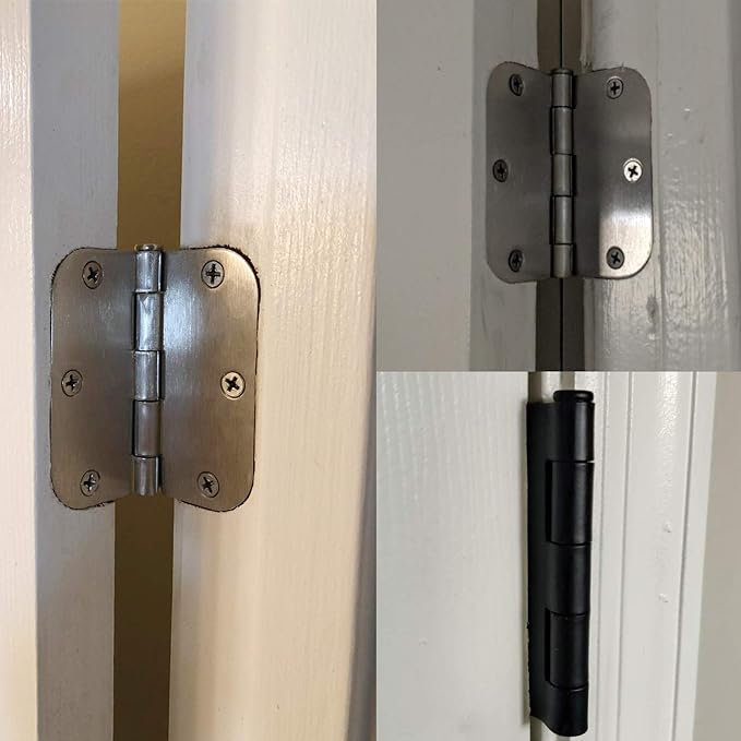 30 Pack Rounded Matte Black Door Hinges 3.5 Inch 5/8" Radius Interior 3 1/2" - Image 6