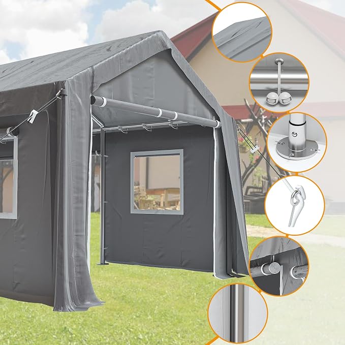 10x20ft Heavy Duty Carport Outdoor Canopy Portable Garage - Image 3