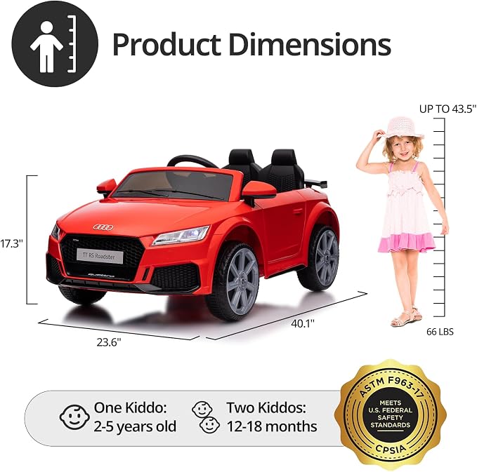 Electric Car for Kids, Licensed Audi 6V Kids Ride on Car Toy for Toddlers - Image 8