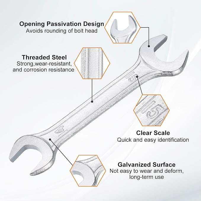 HARFINGTON Double Open End Wrench 14mm x 15mm Metric 15 Degree Offset Angle - Image 4