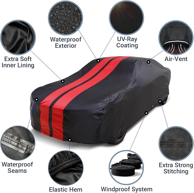 iCarCover Custom Car Cover for 2020-2025 Chevy Corvette C8 w/High Wing Spoiler - Image 4