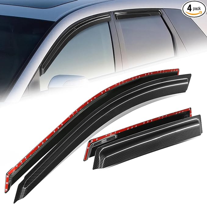 Auto Dynasty 4Pcs Carbon Fiber Pattern Window Visors Compatible by AutoDynasty