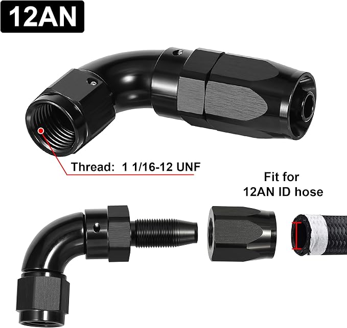 EVIL ENERGY 12AN 90 Degree One Piece Full Flow Hose End Fitting Swivel - Image 2
