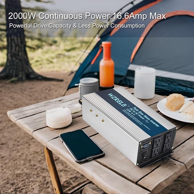 WZRELB 2000W Pure Sine Wave Inverter 48V DC to 110V 120V AC, Car Power Inverter - Image 3