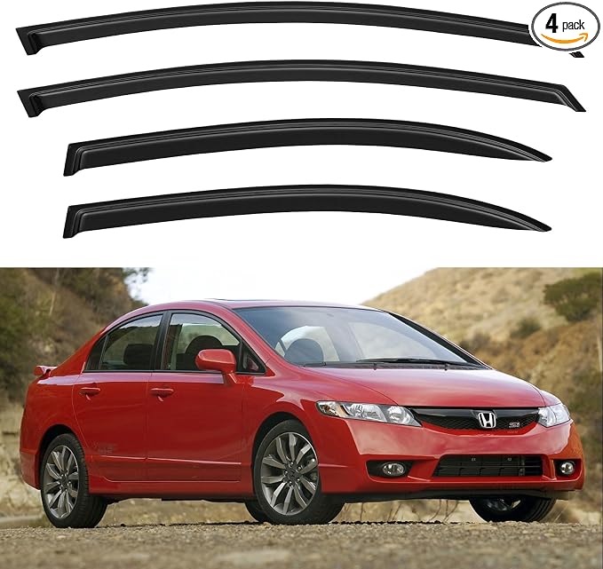 Window Visors Rain Guards for 2006 2007 2008 2009 2010 2011 Honda Civic by YQAUTEC