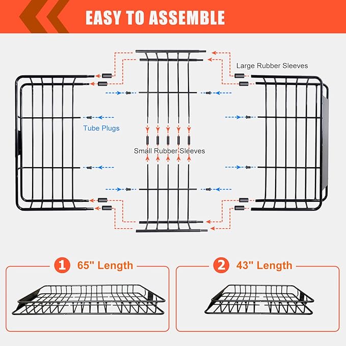 MeeFar Roof Rack Carrier Basket Universal Rooftop 65" X 39" X 6" Large Size - Image 3