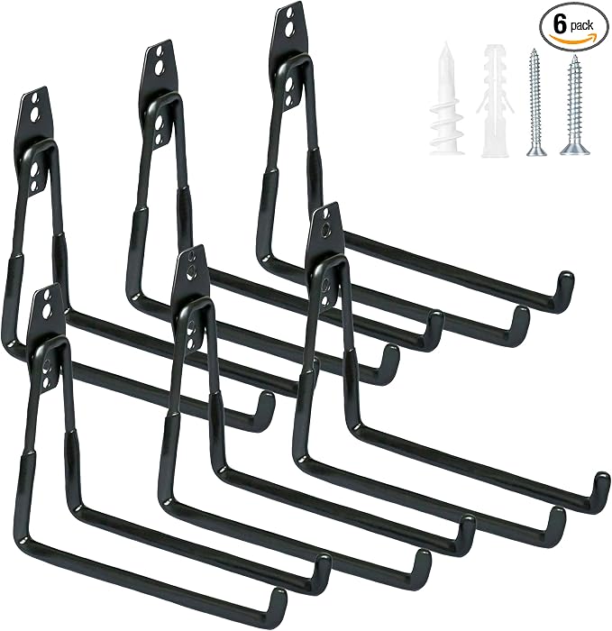 WMK 7.3'' Heavy Duty Garage Hooks, 6 Pack Wall Mount Garage Storage Hooks by WMK