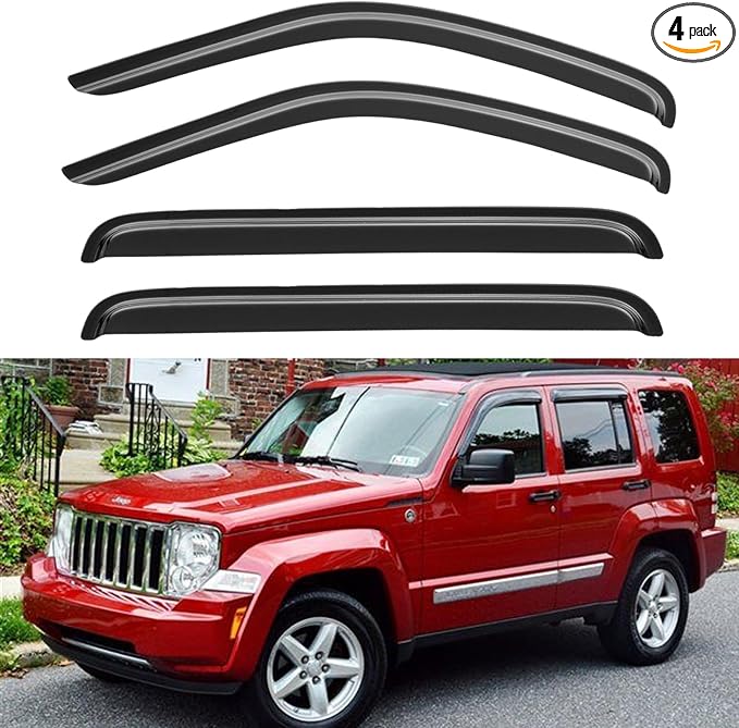 Window Visors Rain Guards for 2008 2009 2010 2011 2012 Jeep Liberty, by YQAUTEC
