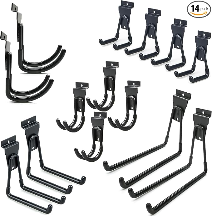 Slatwall Hooks, Garage Slatwall Accessories, 14 Pack Utility Hooks by ATOOLA