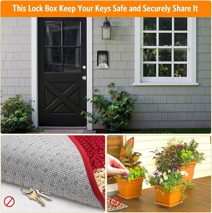 Key Lock Box Wall Mounted, Fayleeko 4 Digit Combination Lockbox - Image 3