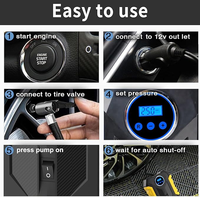 Digital Air Compressor for Car Auto Pump Portable Tire Inflator - Image 6