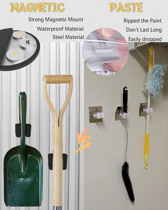 Mop Holder Magnetic, Rack Rake, Shovel Handle, Laundry Tools Organizer - Image 3