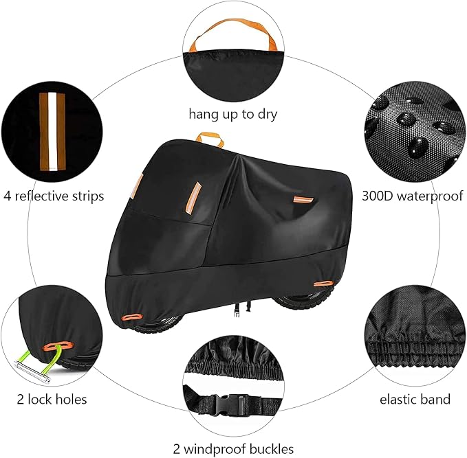 300D Oxford Heavy Duty Motorcycle Cover, Dirt Bike Cover, 86 inch L Compatible - Image 2