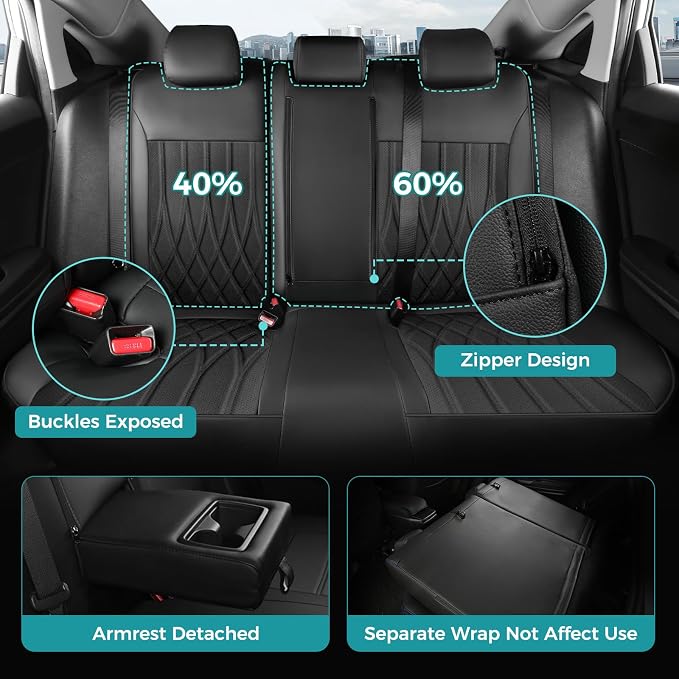 Seat Covers for Honda Civic Sedan 4DR Sedan EX 2022 2023 2024 2025.Faux Leather - Image 4