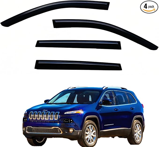 Window Visors Rain Guards fits 2014-2021 Cherokee, Out-Channel Window Wind by Unknown