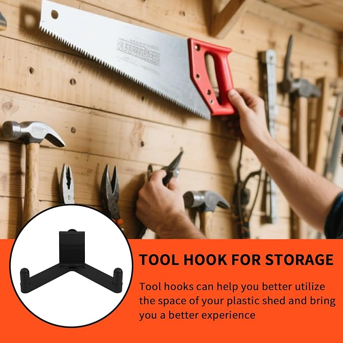 6Pcs Tool Hooks for Storage, ABS Shed Hooks Wall Shed Hanger Garage - Image 6