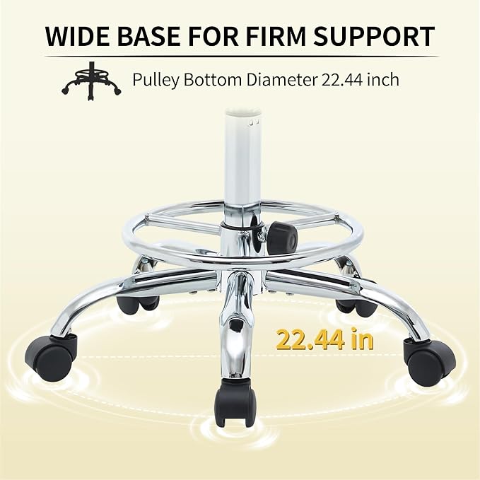 Height Adjustable Stool 19.5’’-26.6’’, Rolling Chair - Image 3