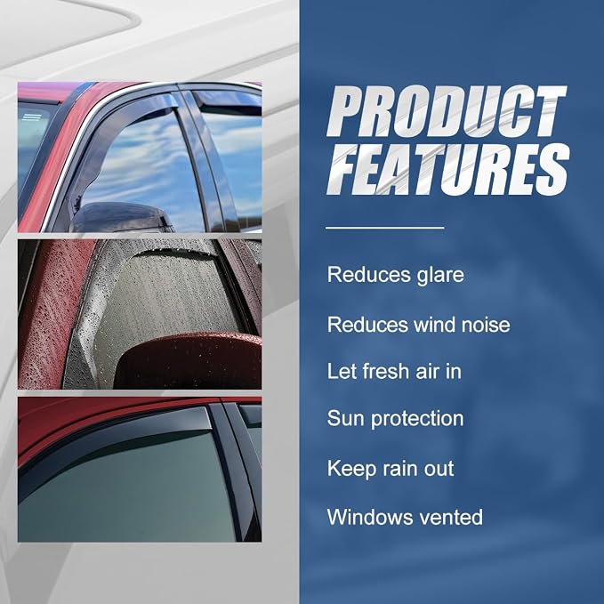 Auto Dynasty 2Pcs Carbon Fiber Pattern Window Visors Compatible - Image 4