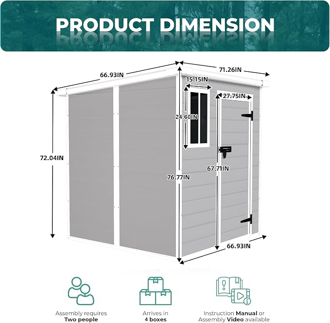 MyVoice 6x6 FT Outdoor Resin Storage Shed - Image 5