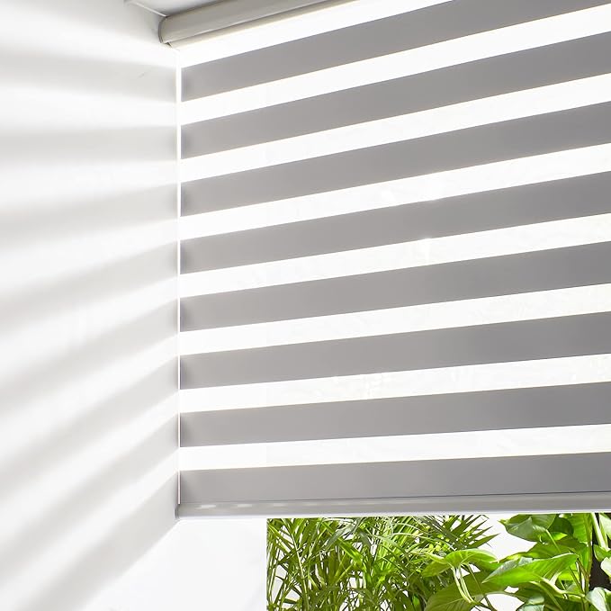 Persilux Cordless Zebra Blinds for Windows Free-Stop Roller Windows Shades Dual by PersiluxHome