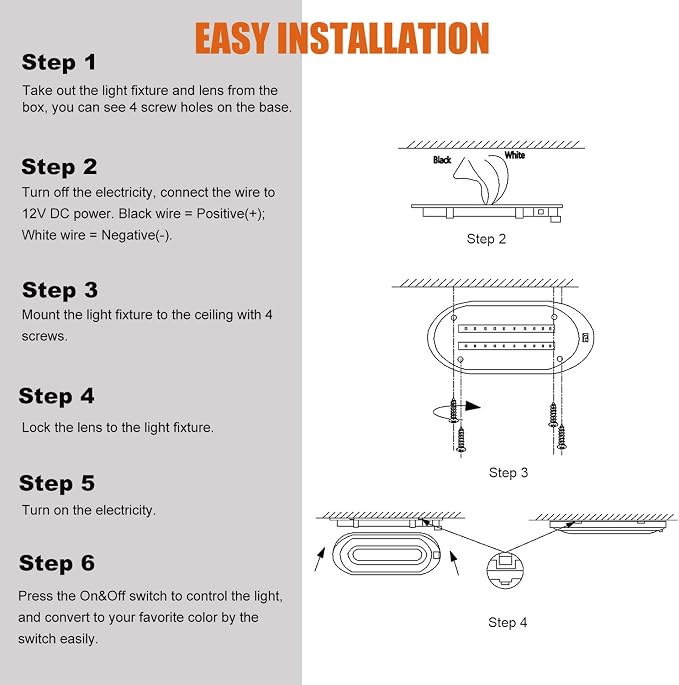 Facon Dual-Tone 12Volts Bright RV LED Interior Light - Image 9