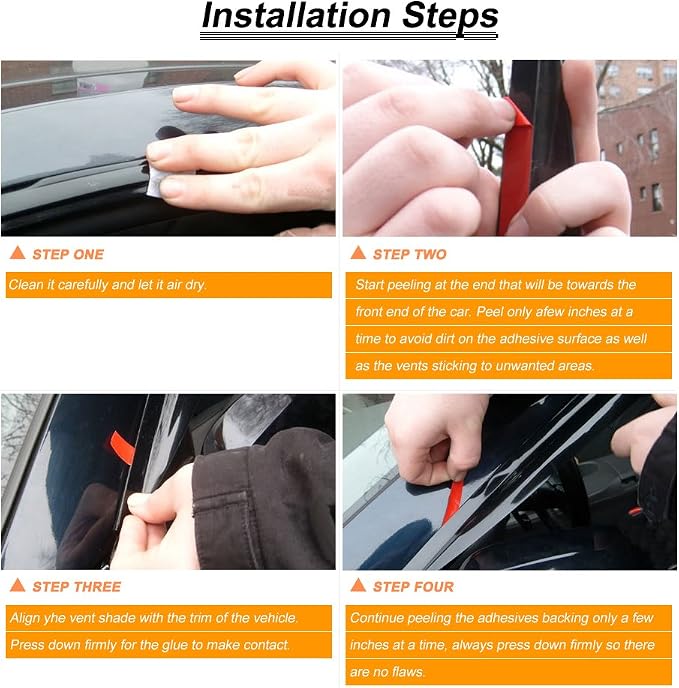 4pcs Outside Mount Style Window Rain Guards Durable Side Wind Deflectors Dark - Image 3