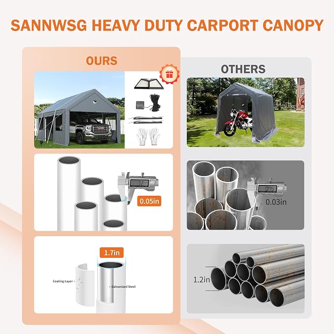 Carports 10X20 Heavy Duty，Portable Car Port Garage，Carport Canopy - Image 6