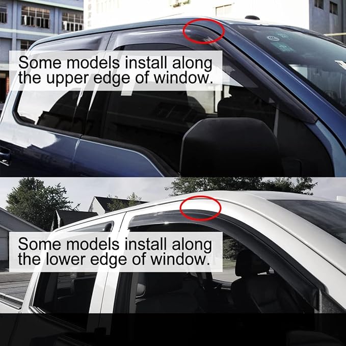 4pcs Outside Mount Style Window Rain Guards Durable Side Wind Deflectors Dark - Image 7
